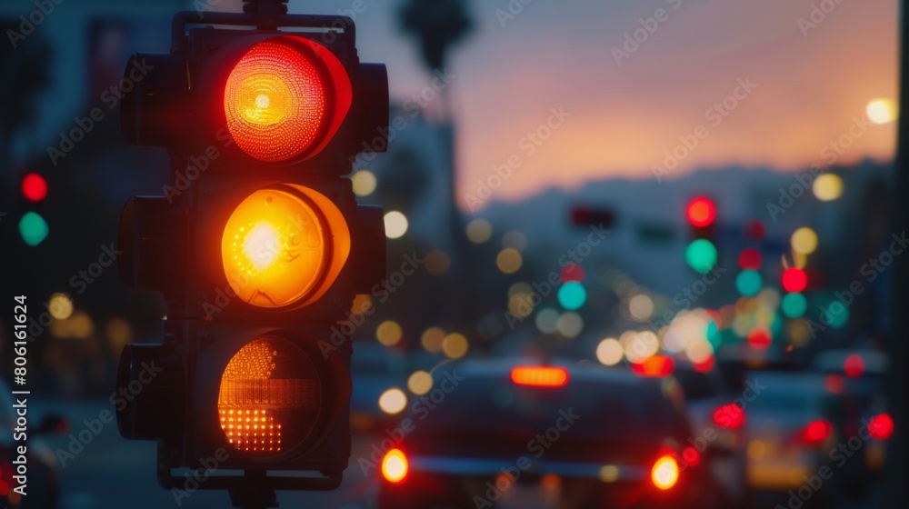 Poster A traffic signal countdown timer, displaying seconds until the light changes, helping drivers anticipate signal changes for smoother driving.
