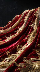 A luxurious and rich rise of velvet red and gold waves, ascending with the opulence and drama of a royal coronation.