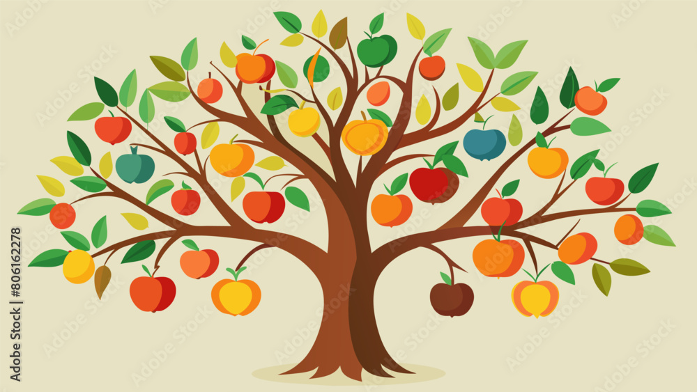 Poster the branches of the tree of gratitude are weighed down with ripe colorful fruit a visual representat