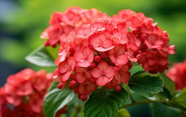 Vibrant Red Hydrangea Cluster