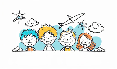 Global Celebration of Children's Day. Illustration Featuring Happy Children Enjoying Fun and Togetherness, Promoting Education and Friendship in a Colourful and Joyful Event
