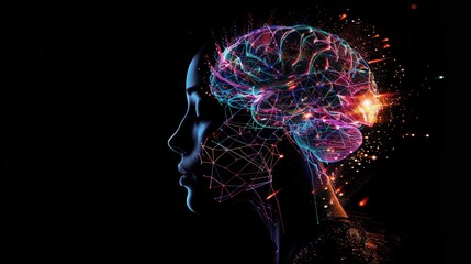 Fototapeta premium person head with futuristic scanning headset, brain waves scan, mindset and consciousness concept