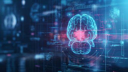 Obraz premium X-ray of a person's head and brain in medicine, science and education. MRI brain background. magnetic resonance imaging X-ray shooting