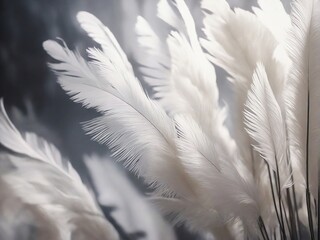 white feather on green background