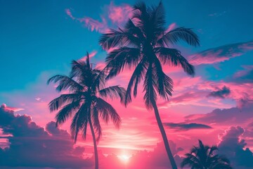 Silhouette Palm Trees at Sunset