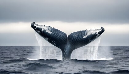 blue whale tail breaching the ocean surface create with ai