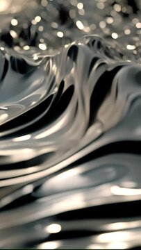 Silver liquid flowing abstract background. Seamless waving silver Background. Metallic glossy animation texture design looping 3D animation. White metallic loop background and texture. Metal 4k 