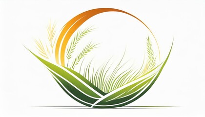 Obraz premium 真夏、草の香り、心地よい暑さ、森林をシンプルにロゴで表現する generated by AI