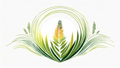 真夏、草の香り、心地よい暑さ、森林をシンプルにロゴで表現する generated by AI