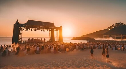 Music stage on the beach.