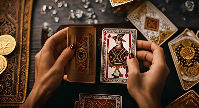 Tarot reader woman reading tarot cards.