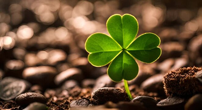 Lucky clover in the forest.