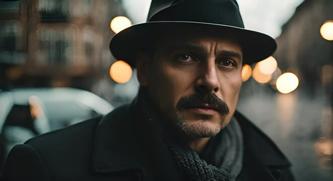 Detective man with hat.