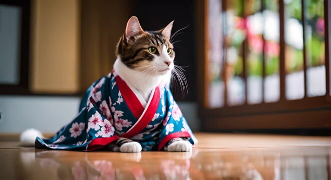 Cat in a kimono.