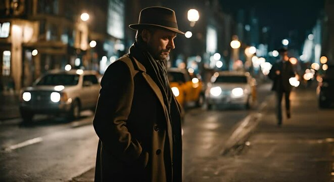 Detective man with hat.