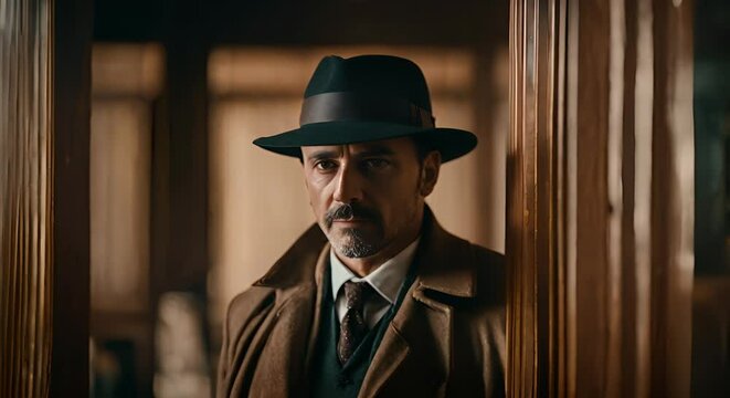 Detective man with hat.