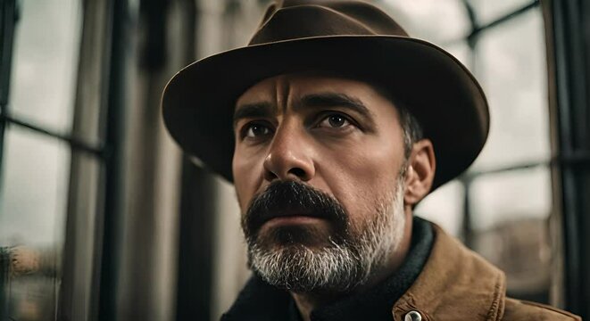 Detective man with hat.