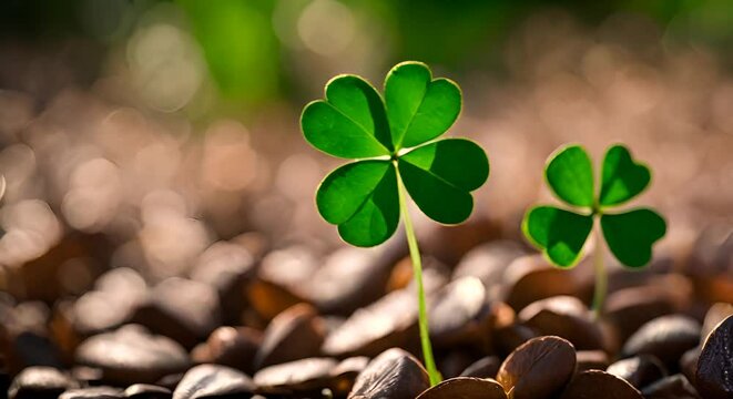 Lucky clover in the forest.