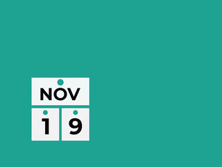 November  19 calendar reminder. 19 November  daily calendar icon template. Calendar 19 November  icon Design template. Vector illustration

