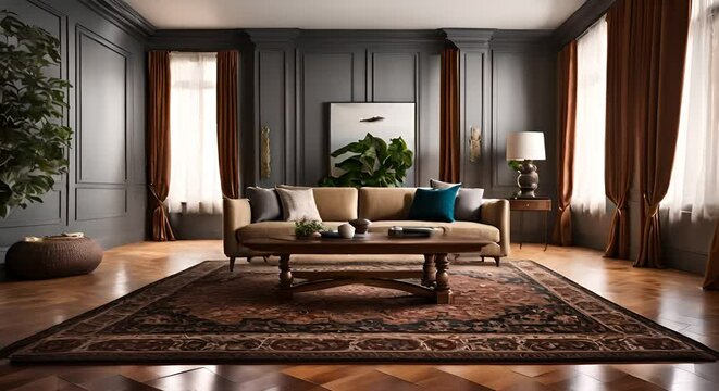 Turkish rug in the living room of the house.