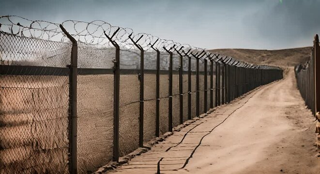 Prison security fence.