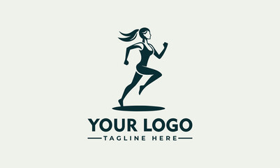 girl run vector, running woman logo, side view. Abstract isolated vector silhouette. Sprint. Athletics