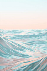 A serene interplay of soft peach and pale blue waves, gently merging in a tranquil pattern that mimics the quiet break of dawn over the ocean.