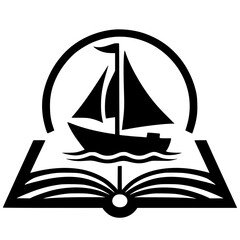 Silhouette of a boat on a book