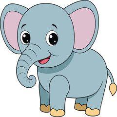 Kawaii Elephant vector Illustration