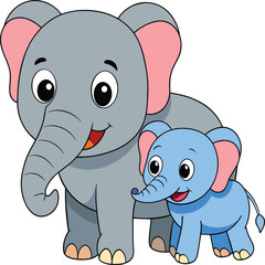 Obraz premium Kawaii Elephant vector Illustration