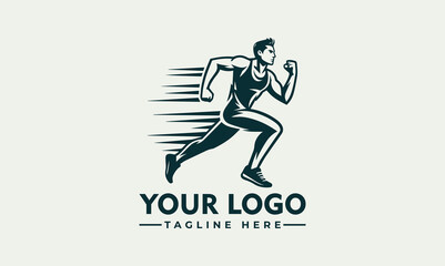 Run vector, running man logo, side view. Abstract isolated vector silhouette. Sprint. Athletics