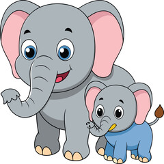 Kawaii Elephant vector Illustration