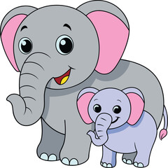 Kawaii Elephant vector Illustration