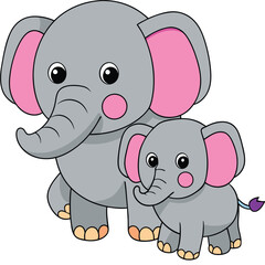 Kawaii Elephant vector Illustration
