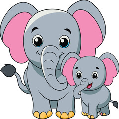 Kawaii Elephant vector Illustration