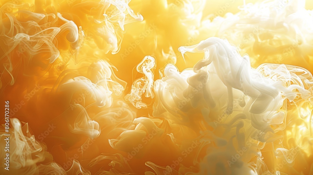 Aufkleber an abstract depiction of smoke in bright yellow and soft white, mimicking the appearance of sunlight