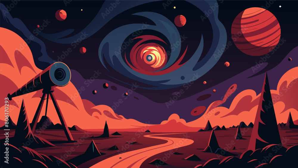 Poster instead of galaxies and nebulae the terror telescope displayed twisted versions of reality with fami