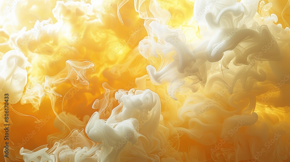 Aufkleber an abstract depiction of smoke in bright yellow and soft white, mimicking the appearance of sunlight
