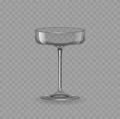 Realistic 3d Vector Champagne Glass with Elegant Design and Reflective Surface, Isolated on Transparent Background