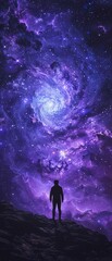 Fototapeta premium Observer facing the galaxy, AI