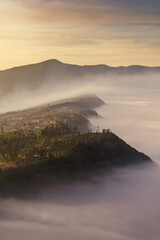 Sunrise over the hill at Bromo Tengger Semeru East Java Indonesia