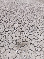 drought and global warming. cracked wall of a dry lake.