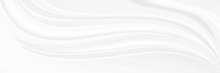 White gray satin texture that is white silver fabric silk panorama background with beautiful soft blur pattern natural.