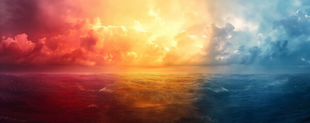 Fototapeta premium Dramatic sky with vibrant orange and blue hues