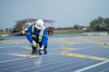 Solar Engineer Performing Panel Maintenance