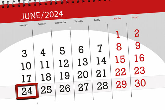 Calendar 2024, deadline, day, month, page, organizer, date, June, monday, number 24