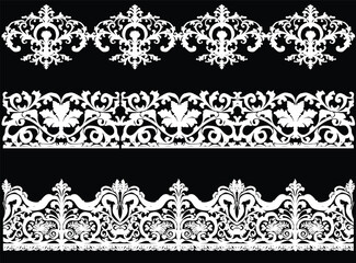 decorated white swirls and curls three stripes on black