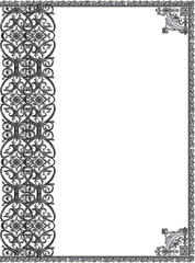 black decorated vertical frame shape ornament