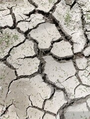 drought and global warming. cracked wall of a dry lake.
