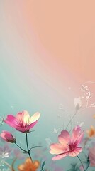 A beautiful pink and blue flower wallpaper.